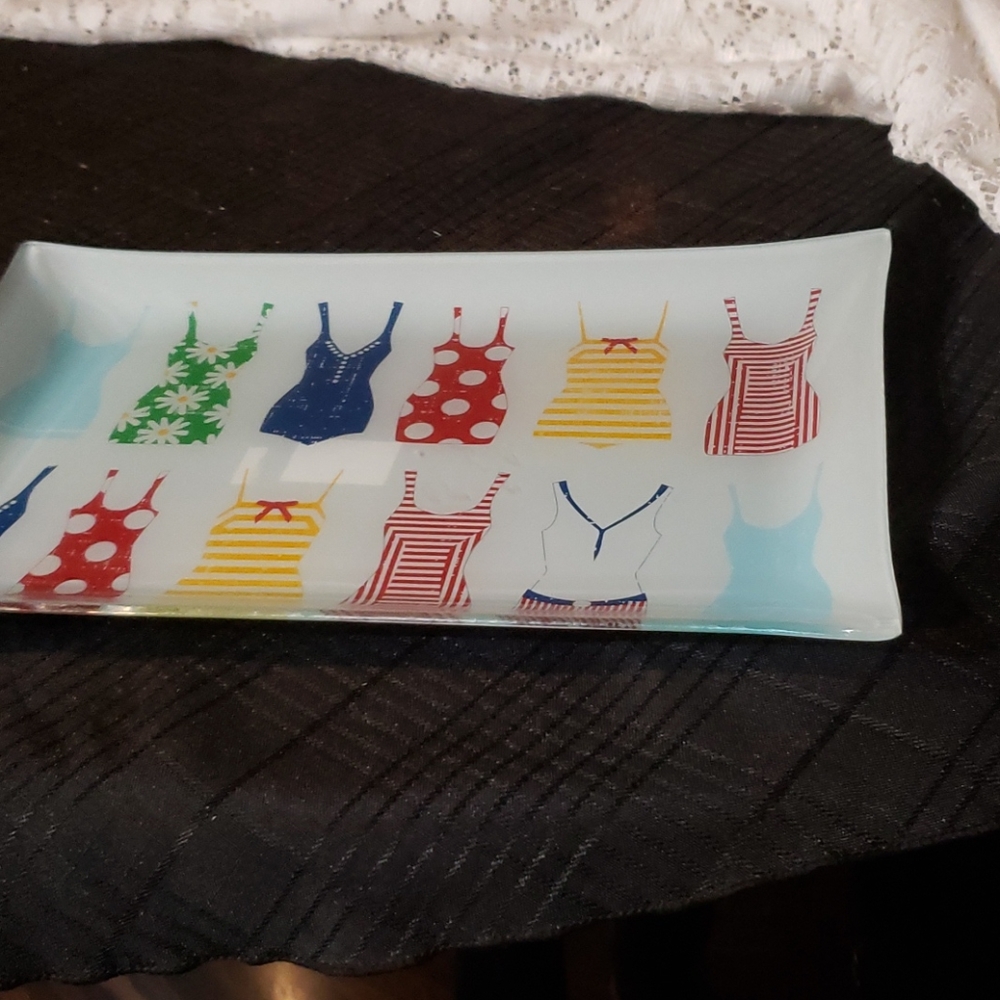 Platter/Trinket Dish with Swim Suit Motif.